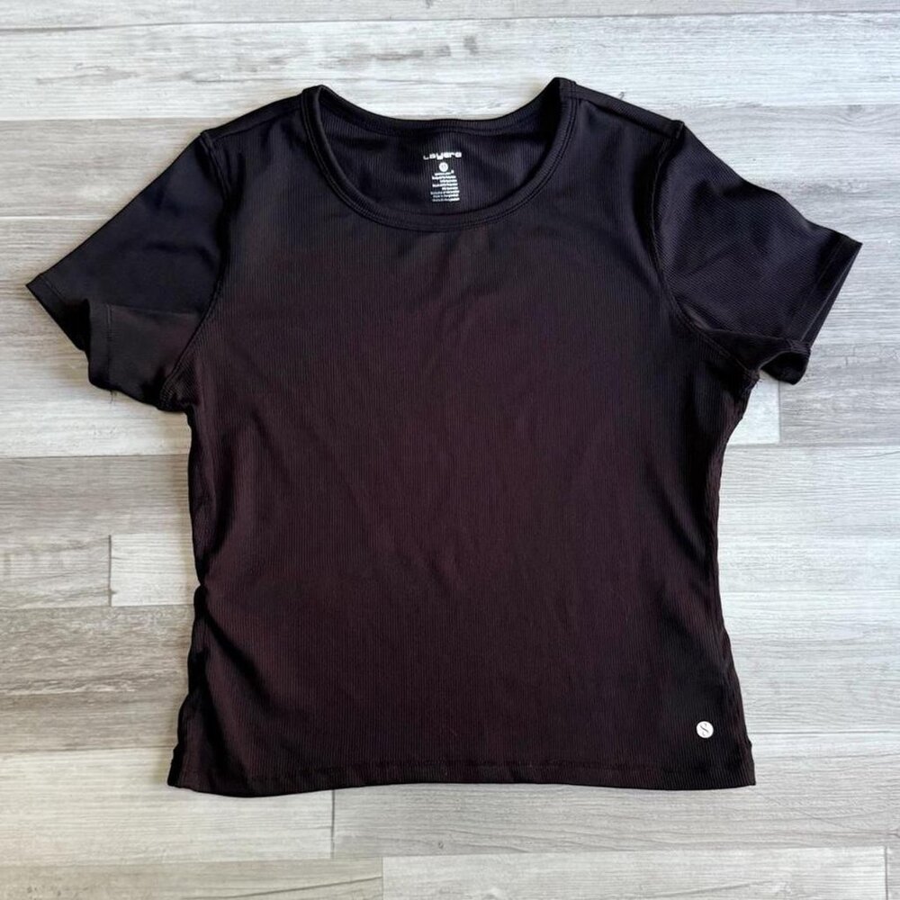 Layer 8 Quick Dry Black Workout T Shirt Size Medium